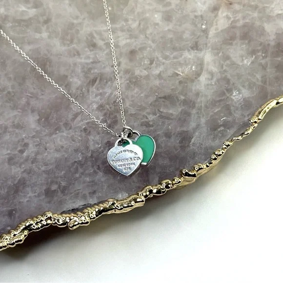 Tiffany & Co. Silver Return to Tiffany Mini Double Heart Tag Pendant Necklace - Picture 3 of 8